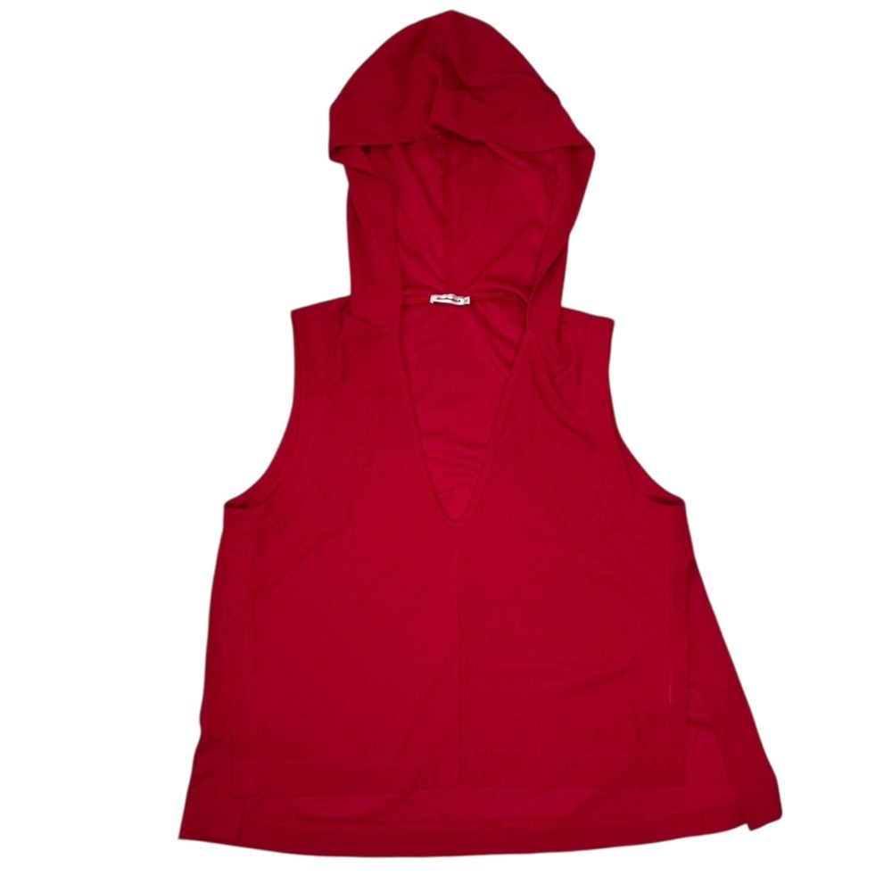Morhuduck Two-Piece Red Waffle Knit Sleeveless Hooded Tank and Pant Set Size M N - Picture 3 of 14